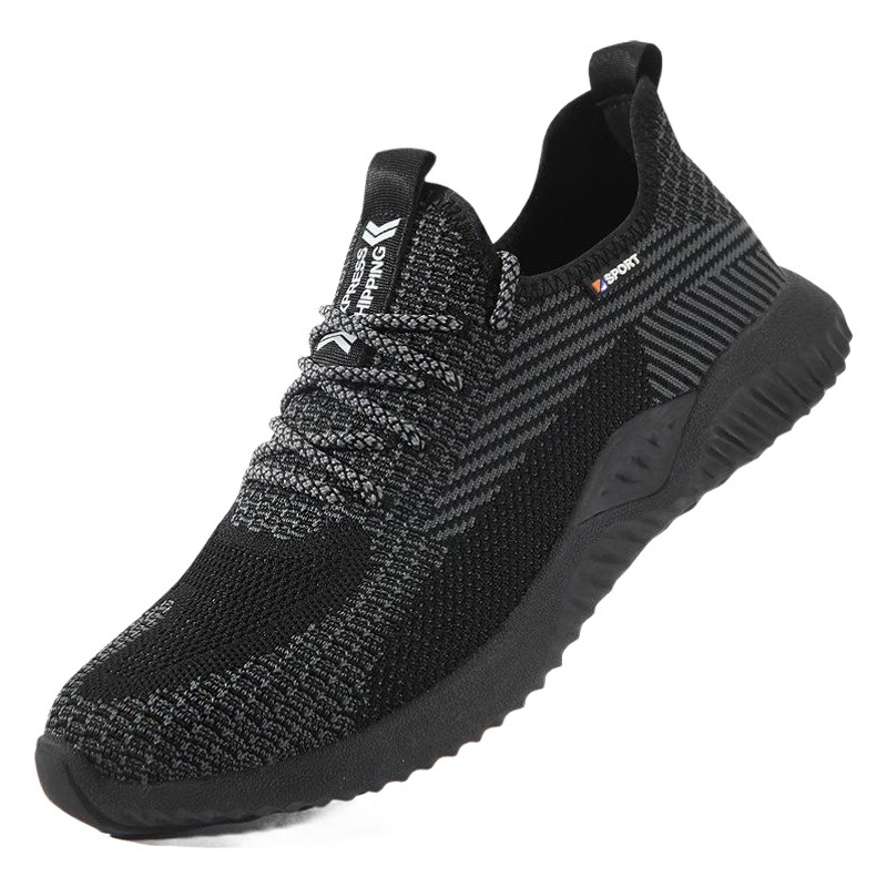 Zapatos de protección laboral puntera de acero para hombres anti-aplastante anti-perforación volador tejido transpirable ligero inferior suave resistente al desgaste sitio de construcción zapatos de seguridad zapatos de trabajo