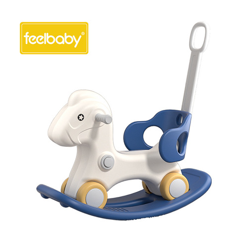 Feelbaby Wooden Horse Kids Rocking Horse Baby Toy Infant Dual-Purpose Rocking Horse for 1-5 Year Olds Little Wooden Carousel
