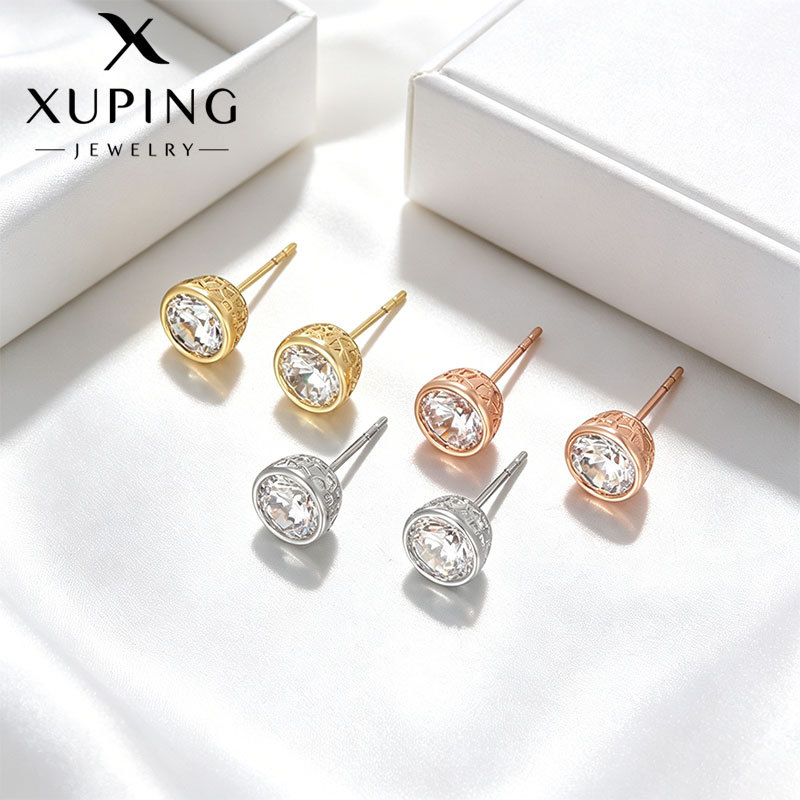 Xuping simple geometría redonda de moda clásica diaria fácil de usar orejetas de aleación de cobre mujeres transfronterizas al por mayor
