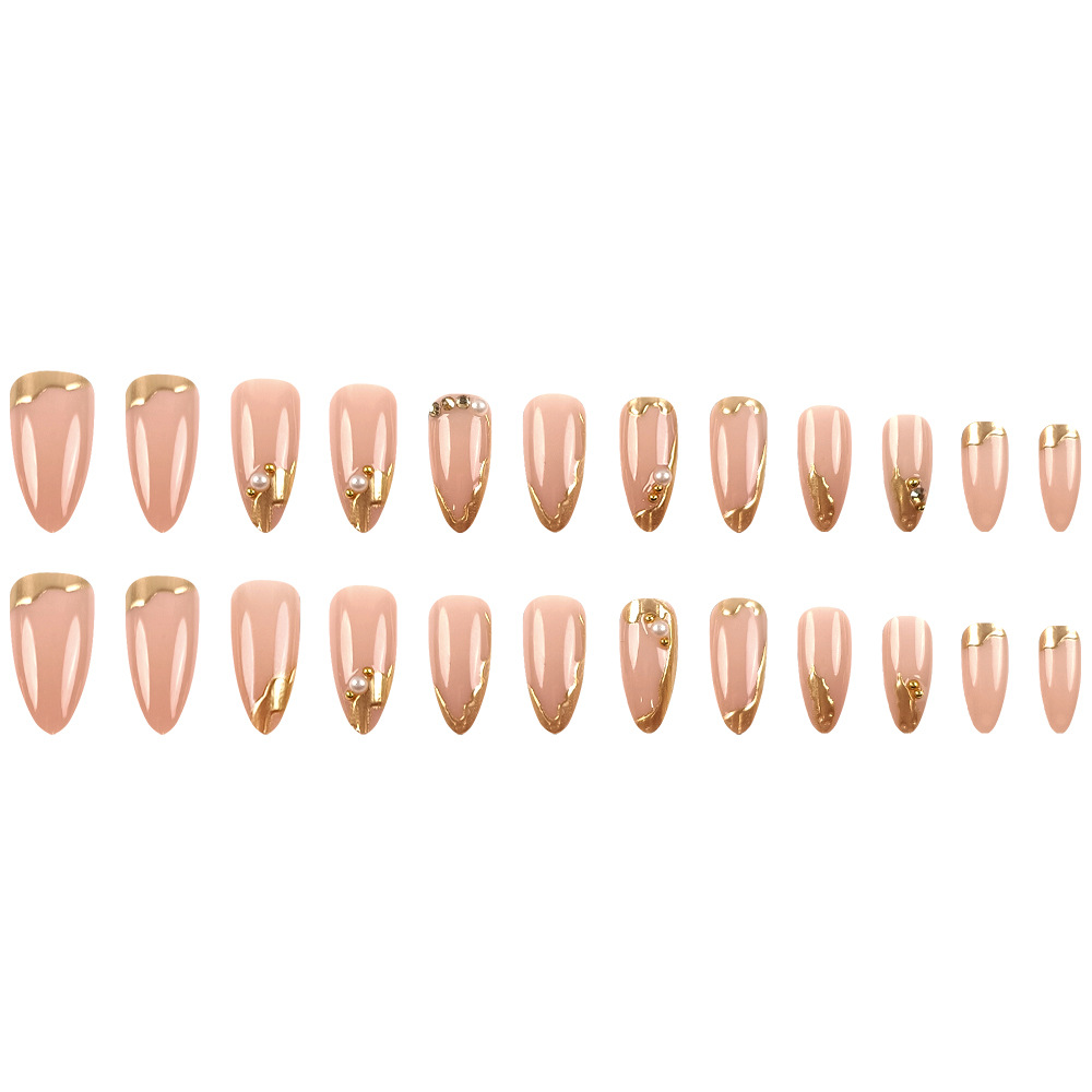 Uñas postizas en relieve maravillosas tridimensionales en 3D, uñas cortas explosivas de alta gama, uñas de diamantes dorados de gran venta