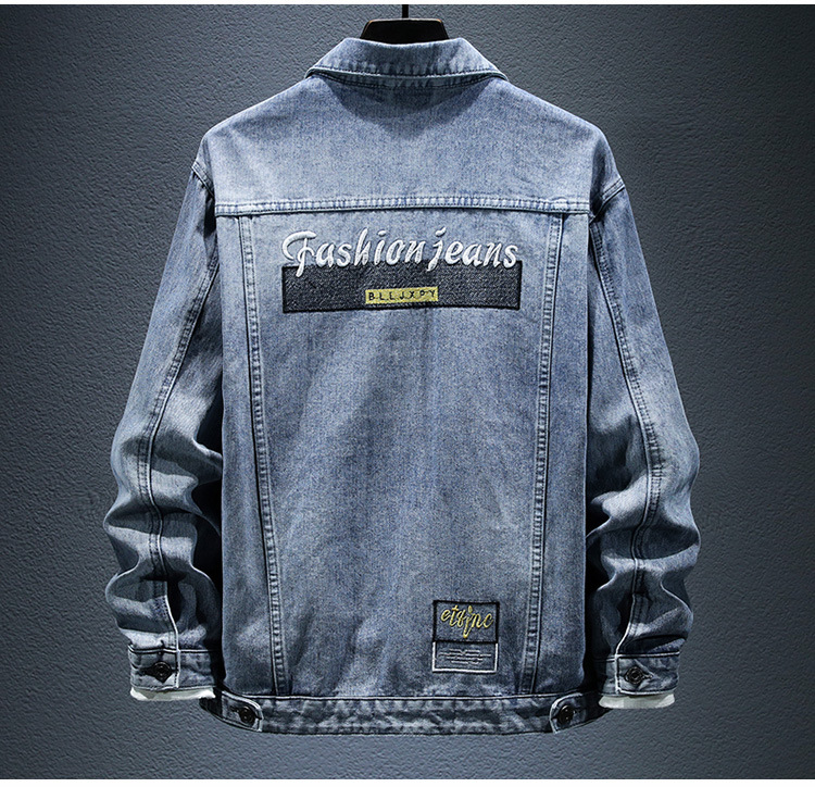 Giacca di jeans slim fit da uomo con ricamo workwear_voghion.com