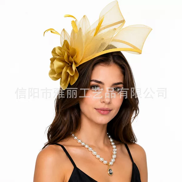 Cross-Border Amazon Hot-Selling Bridal Mesh Feather Headpiece for Horse Racing, Tea Parties, and Balls, Hair Accessories Wholesale Supply