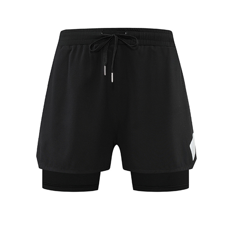 Pantalones cortos deportivos falsos de dos piezas de doble capa de secado rápido transpirable anti-exposición entrenamiento para correr pantalones de tres puntos pantalones cortos de fitness Comercio exterior hombres