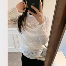 8007半高领叠穿感蕾丝打底衫长68-仅供货经销商不退换