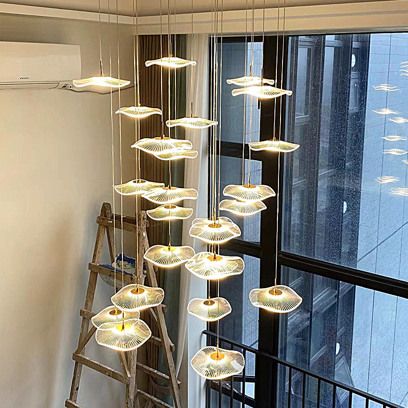 Lámparas de gran sala de estar lámpara de lujo loft lámpara de lujo edificio dúplex departamento de ventas escaleras del hotel lobby creativo moderno