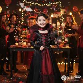 万圣节跨境恶皇后演出服女童cosplay吸血鬼巫婆女巫表演服装