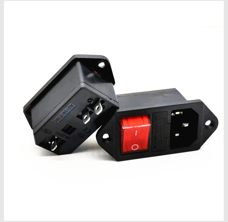 供应AC电源插座三合一插座带船型开关保险丝插座螺丝口