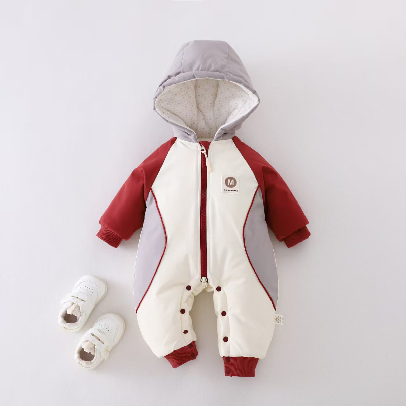 安阳婴童装A类婴儿秋冬装冲锋衣防风连体衣加厚外出爬服宝宝棉衣