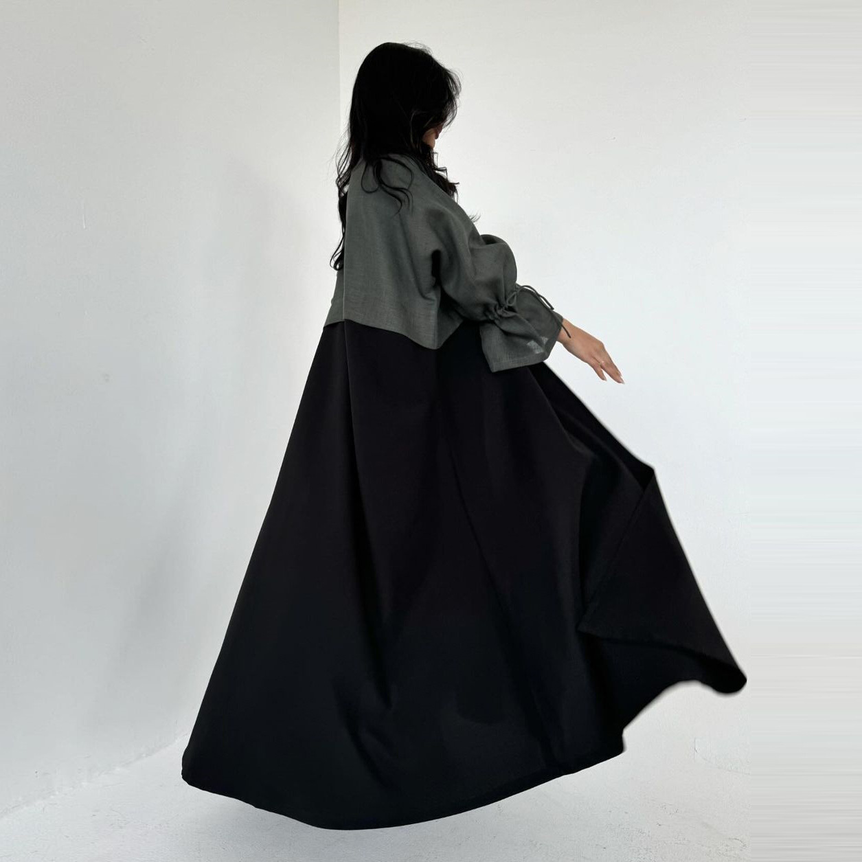MQ151modest Middle Eastern Muslim Patchwork Fashion Cuff Drawstring Abaya Dubai Turkey Robe_ecoleips.com
