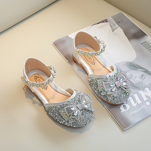 Little Princess Shoes 61 Performance Shoes Children's Cap Toe Flat Shoes Girl Sandals 2024 New Arrival for Middle & Big Kids Crystal Shoes