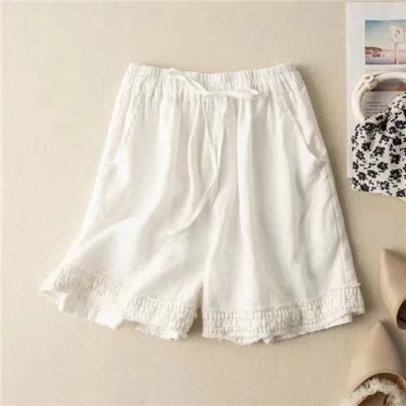Clearance Cotton-Linen Shorts for Women, Vintage Style, Crochet, High-Waisted, Slimming, Straight-Leg Wide-Leg Pants Clearance Cotton-Linen Shorts for Women, Vintage Style, Crochet, High-Waisted, Slimming, Straight-Leg Wide-Leg Pants