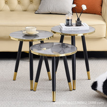 金属腿边几茶几高级感移动客厅家用小圆桌铁艺支架组合会客洽谈桌