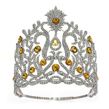 欧美可调节桂冠舞台加冕选美世界小姐超大号皇冠走秀概念新娘皇冠