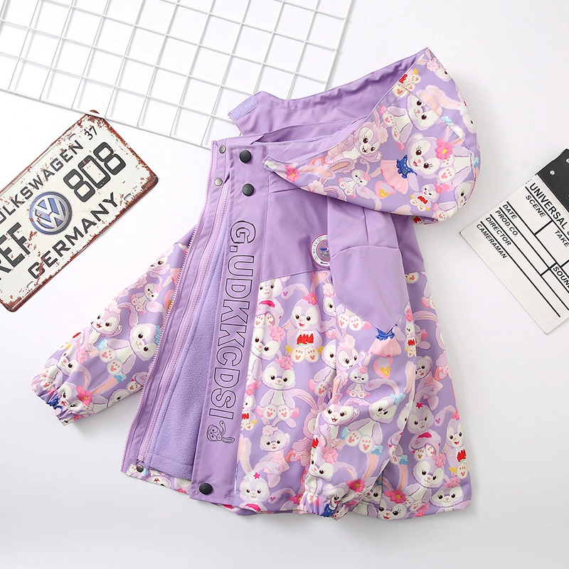 Детская Одежда для девочек, новинка 2023 года, детское весенне-осенне-зимнее утепленное съемное большое Детское пальто «Три в одном» на флисовой подкладке