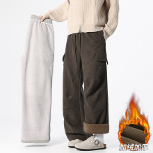 ACU男装|灯芯绒加绒阔腿裤口袋工装裤2025秋冬保暖潮牌休闲宽松男