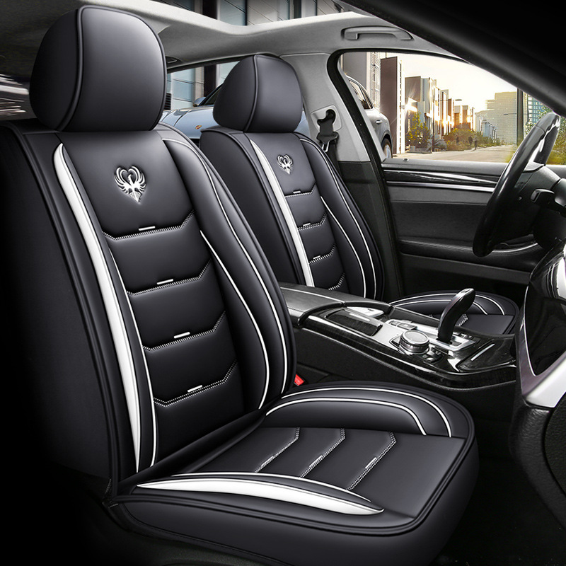 Flax Universal Ice – Universal Seat cushion, seat cover - black-white-standard-full-leather