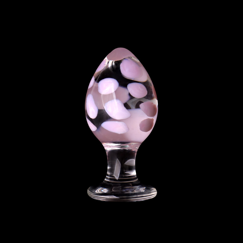 Transparent Glass Anal Plug with Floral Design for Anal Massage and Couple Play — detail image 4