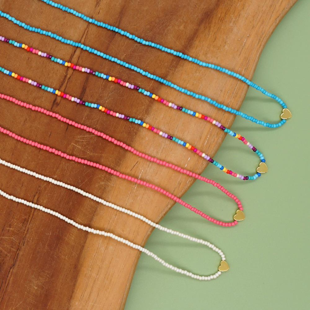 Fashion Heart Shape Glass Beaded Choker