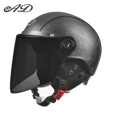 Motorcycle Safety Supplies – Safety - 3c-leather-black-detachable-ear-protection-long-sunscreen-mirror-one-size-fits-all-suitable-for-head-circumference-55-62