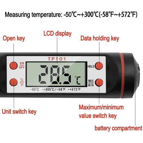 Food Pen Probe Thermometer Milk Powder Liquid BBQ Baking Kitchen Thermometer Digital Display Electronic Thermometer