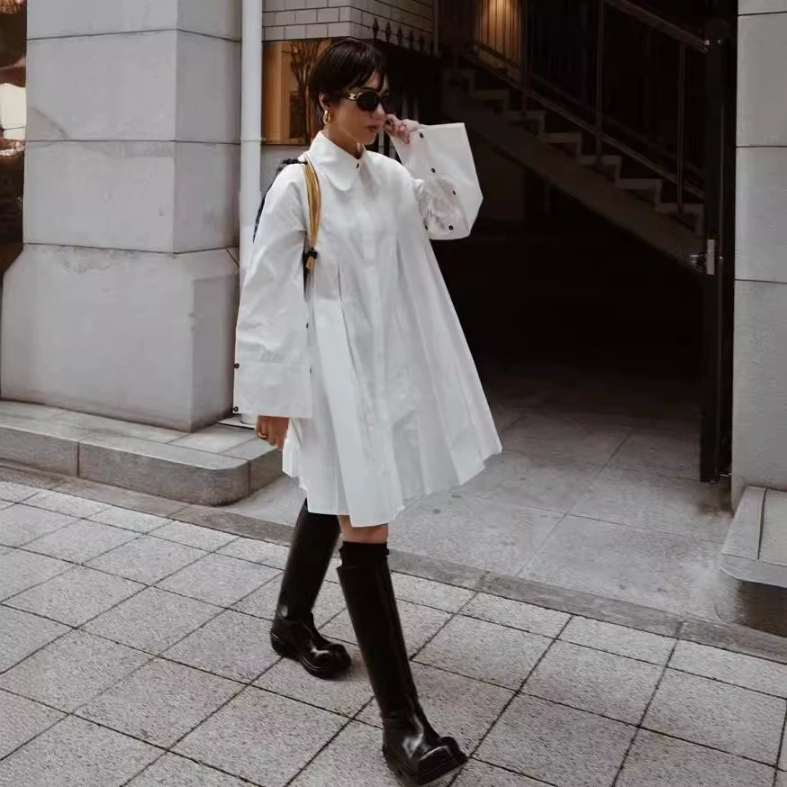 Сухой кран осень и зима новый японский пригородный Простой Модный ленивый стиль платье с лацканами Свободный профиль платье с зонтиком