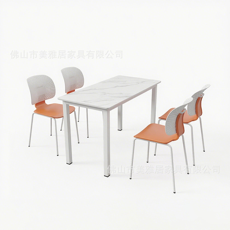 Mesa y silla de comedor de estudiantes de escuela Compañía comercial Comedor de personal de fábrica Comedor de postre Tienda de té de leche combinación de mesa y silla de comedor de tabla de roca