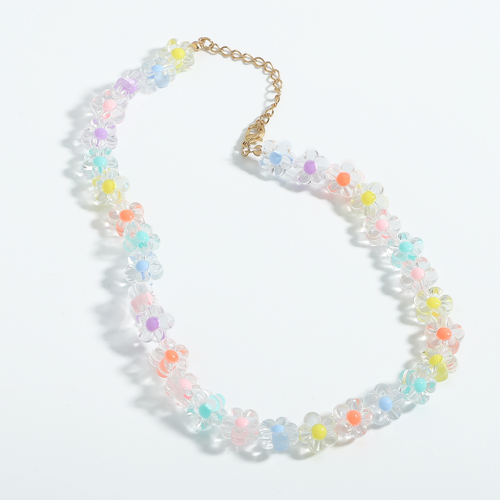 Fashion Colored Flower Bead Elastic Rope Bracelet Earrings Set Wholesale Nihaojewelry display picture 10