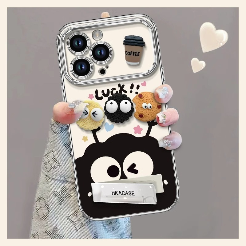 Large Window Couple Iphone17 Apple 16Promax Mobile Phone Case 14 Stereo 13 Electroplating 12 Cute Briquettes 15