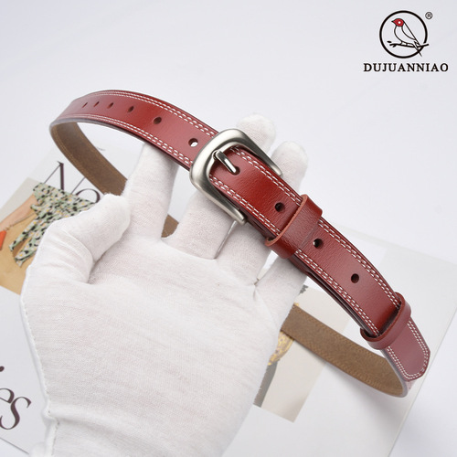 Women's genuine leather belt lengthened women's decorative personalized belt thin pin buckle belt elastic women's belt white