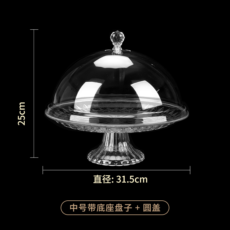 Plato de frutas con cubierta plástico acrílico transparente cubierta de polvo de alimentos redondeados snack mostrando plato de frutas secas lleno