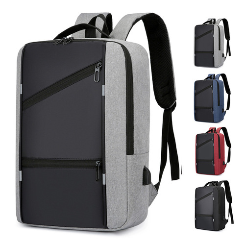 Cross-border new computer bag for men, business simple multi-functional backpack, USB charging large capacity student backpack