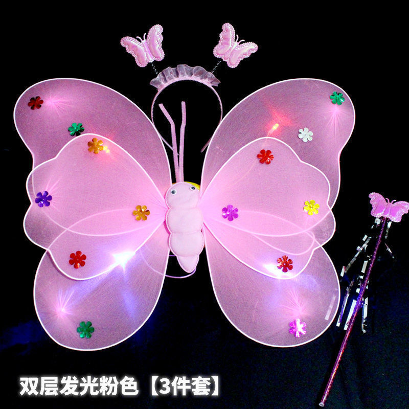 Mariposa brillante alas juguetes para niños regalos de cumpleaños estrella falda de hadas palo pequeña princesa conjunto de props