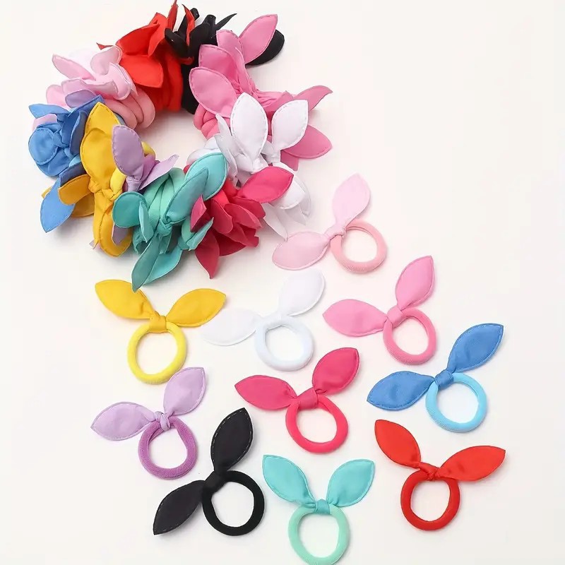 Ligas para Cabello con Orejas de Conejo de Tela Elásticas para Niñas image 4