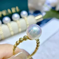 S925 Серебряное кольцо с метеорным жемчугом K Gold Craftsmanship модное повседневное повседневное самое простое для сочетания 8-9 мм