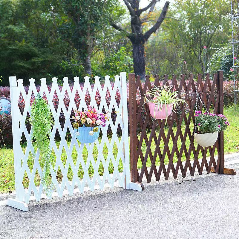 White Outdoor Garden Anti-Corrosion Wood Fence Telescopic Courtyard Fence Partition Decorative Guardrail Flower Stand Grids Climbing Frame