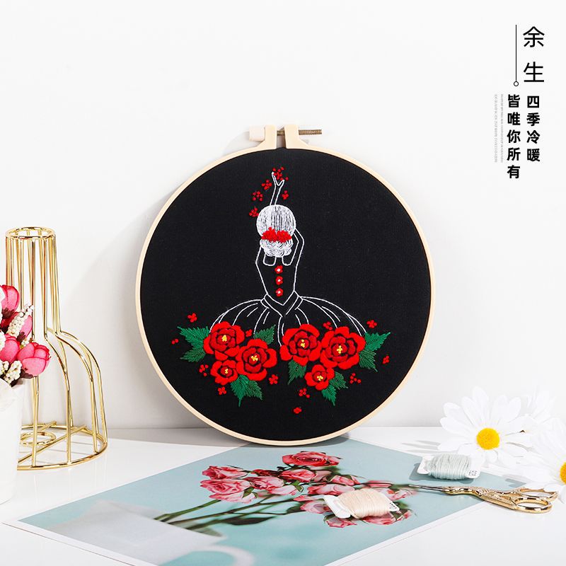 Nuevo original DIY material bordado hecho a mano Paquete Europeo simple sketch Girl back figura traje de costura inglés