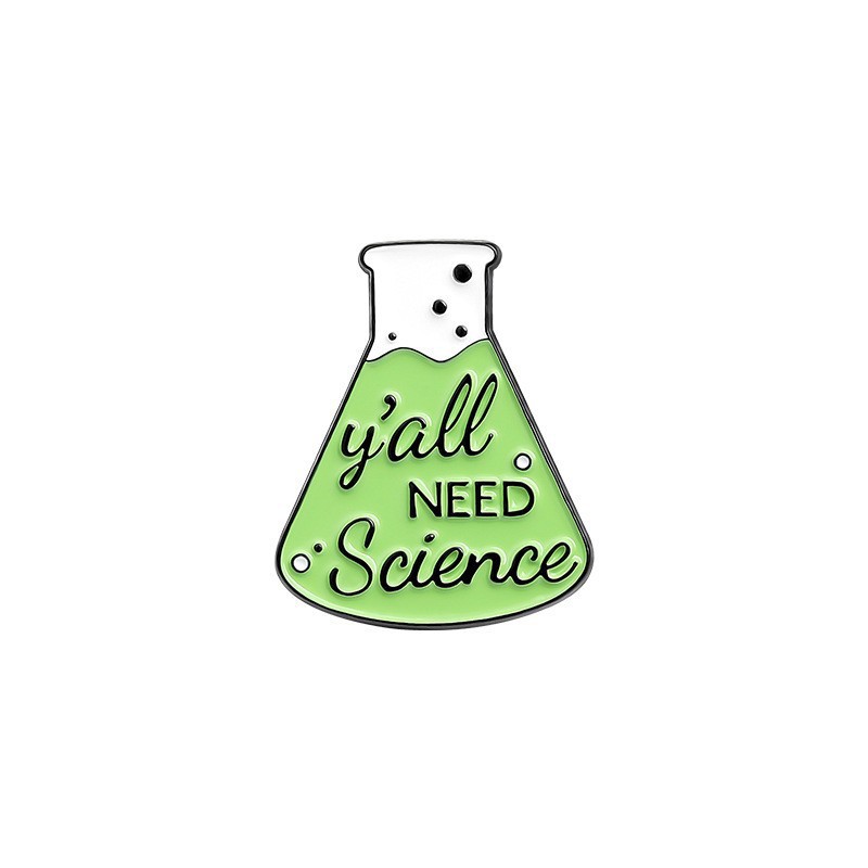 Productos químicos creativos botella química serie broche traje alcohol lámpara microscopio vaso de precipitados forma carta insignia