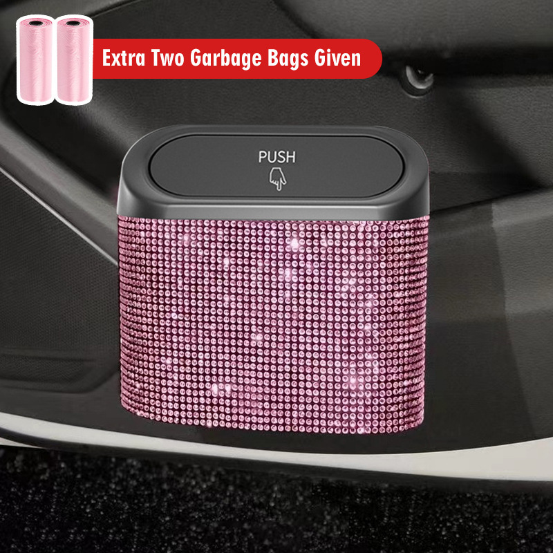 Car-mounted diamond trash can new creative car interior rear trash can multi-purpose interior storage box