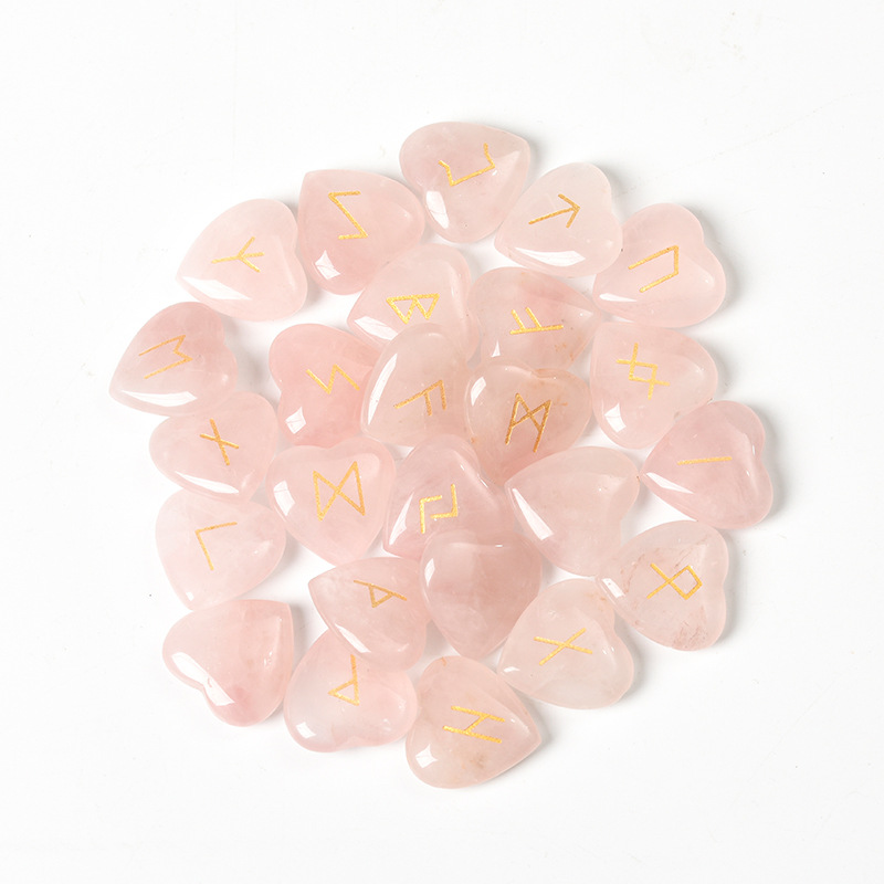 Amazon europeo y americano Venta caliente 25 cristal natural amor Luen carta ruoni Rune cristal piedra