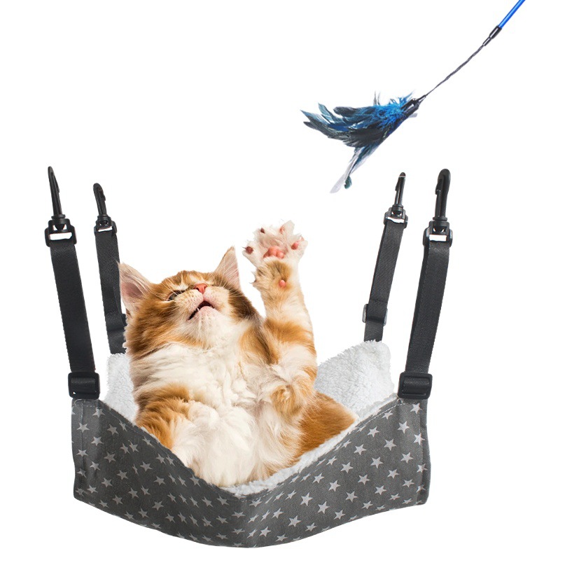 Nueva mascota gato nido gato hamaca jaula de hierro transpirable forrado de vellón gancho ajustable gato columpio colgante nido gato escalada Marco de juguete