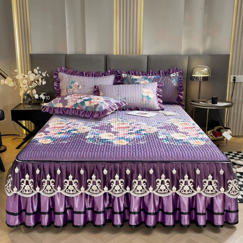 2023 Новый Съемный летний латексный летний коврик в европейском стиле юбка-кровать из трех частей кружевное покрывало ледяной Шелковый коврик для кондиционирования воздуха