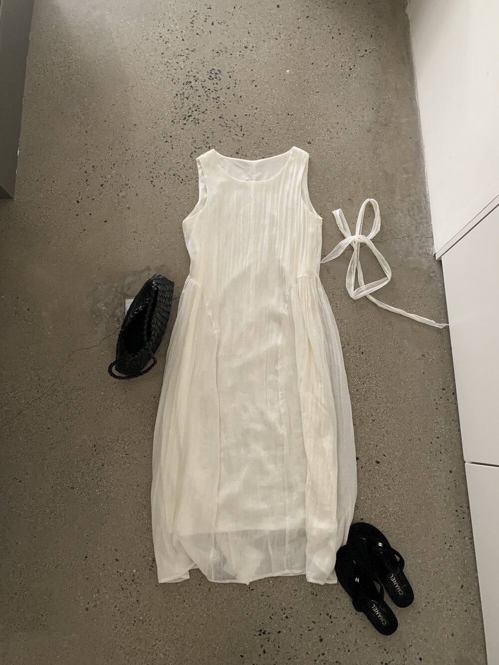 Đầm maxi nữ không tay chất liệu Tencel phong cách nghỉ dưỡng Hàn Quốc — trắng sữa, Bột cam, xanh lá cây chi tiết 27