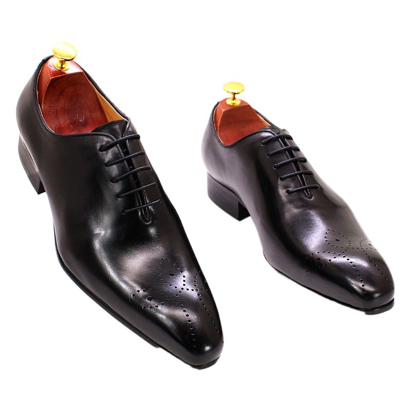 Zapatos de cuero para hombre, zapatos de cuero genuino pulidos a mano, zapatos de cuero casuales de negocios con punta en pico para hombre, zapatos de hombre de suministro transfronterizo
