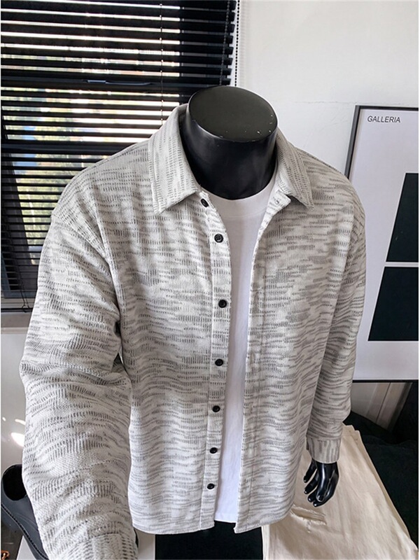 Men's long-sleeve shirt with rainbow texture, tie-dye multi-color, loose-fitting cardigan jacket, casual shirt with a turn-down collar Men's long-sleeve shirt with rainbow texture, tie-dye multi-color, loose-fitting cardigan jacket, casual shirt with a turn-down collar