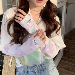 夏季防曬冰袖女ins潮手套開車防紫外線冰絲袖套護臂手袖漸變批發