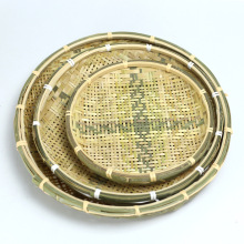 竹筛子竹盘特色手工竹编篮子果盘餐厅农家乐餐盘串串托盘篮子晾晒