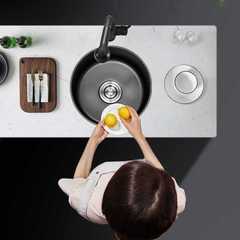 Wholesale 304 stainless steel round sink black nano single mini small bar balcony kitchen washbasin