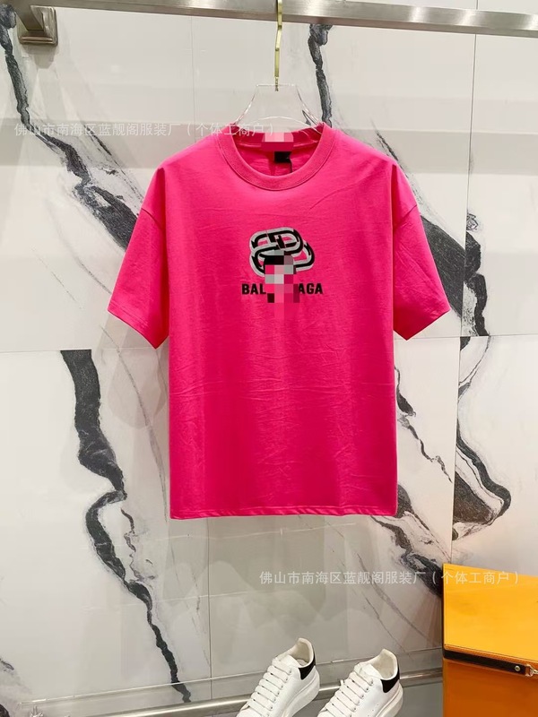 跨境外贸正确版B家巴黎经典BLCG可乐波浪宽松短袖T恤男女世家同款|undefined