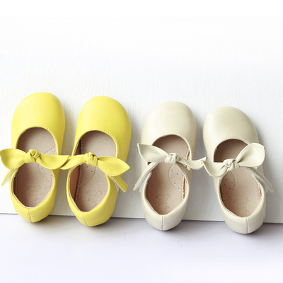 蝴蝶結公主鞋2021春季新款韓貨童鞋寶寶複古小童真皮鞋女童單鞋
