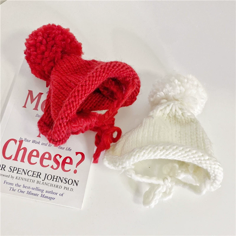 Новогодние шапочки для животных 2025 года, милые рождественские головные уборы с помпонами, костюмы для кошек и собак